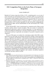 EEC Competition Policy in the Early Phase of European Integration