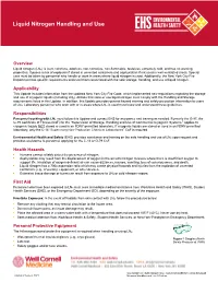 Liquid Nitrogen Handling and Use
