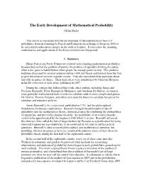 The Early Development of Mathematical Probability Glenn Shafer