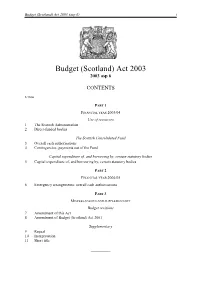 Budget (Scotland) Act 2003 (Asp 6) I