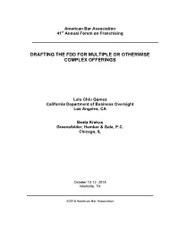 Drafting the Fdd for Multiple Or Otherwise Complex Offerings
