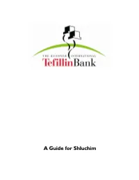 A Guide for Shluchim Table of Contents