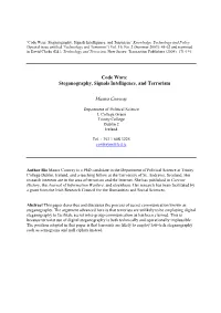 Code Wars: Steganography, Signals Intelligence, and Terrorism Maura