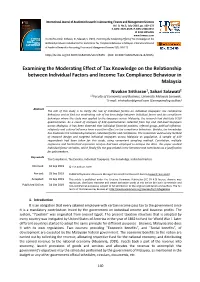 Examining the Moderating Effect of Tax Knowledge on the Relationship