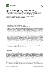 Tree Density and Forest Productivity in a Heterogeneous Alpine Environment: Insights from Airborne Laser Scanning and Imaging Spectroscopy