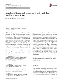 Abundance, Biomass and Energy Use of Native and Alien Breeding Birds in Britain