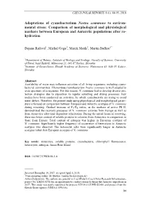 Adaptations of Cyanobacterium Nostoc Commune to Environ- Mental Stress: Comparison of Morphological and Physiological Markers