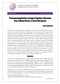 Deconstructing Modern Georgian Populism: Narratives from Political Parties to Social Movements