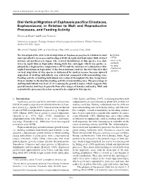 Diel Vertical Migration of Euphausia Pacifica (Crustacea, Euphausiacea) in Relation to Molt and Reproductive Processes, and Feeding Activity