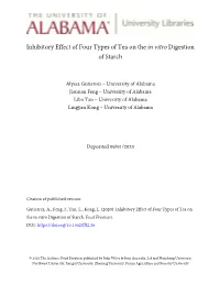 Inhibitory Effect of Four Types of Tea on the in Vitro Digestion of Starch