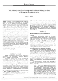 Neurophysiologic Intraoperative Monitoring of the Vestibulocochlear Nerve