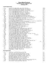 Plano Model Products Complete Product Reference List February 2017
