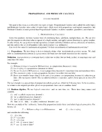 Propositional and Predicate Calculus