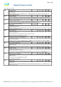 Sydney Program Guide