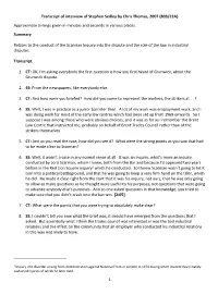 Transcript of Interview of Stephen Sedley by Chris Thomas, 2007 (803/22A) Approximate Timings Given in Minutes and Seconds in Va