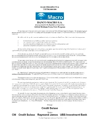 BANCO MACRO S.A. (Incorporated in the Republic of Argentina) Global Medium-Term Note Program