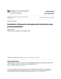 Examination of Herpesvirus Entry Glycoprotein Interactions Using Proximity Biotinylation