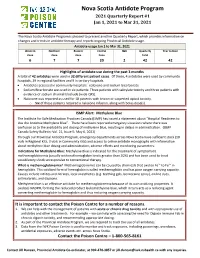 Nova Scotia Antidote Program 2021 Quarterly Report #1 Jan 1, 2021 to Mar 31, 2021