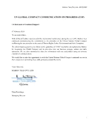 Un Global Compact Communication on Progress (Cop)