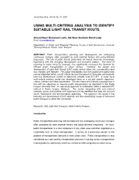 Using Multi-Criteria Analysis to Identify Suitable Light Rail Transit Route