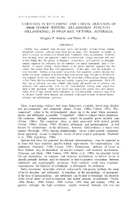VARIATION in SETTLEMENT and LARVAL DURATION of Klng GEORGE WHITING, SILLAGINODES PUNCTATA (SILLAGINIDAE), in SWAN BAY, VICTORIA, AUSTRALIA