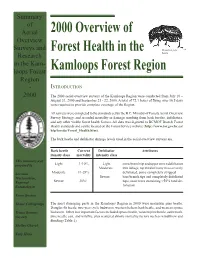 2000 Overview of Forest Health in the Kamloops Forest Region
