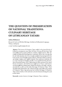 Culinary Heritage of Lithuanian Tatars