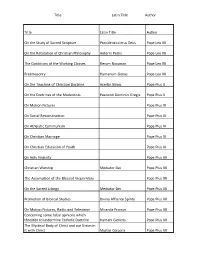Encyclical Letters