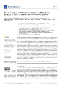 Genomic and Functional Analysis of Viruses from Giardia Duodenalis Isolates