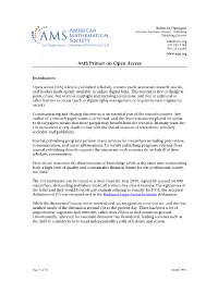 March 13, 2019 AMS Primer on Open Access