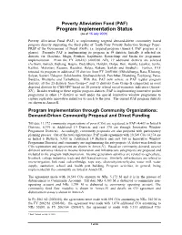 Program Implementation Status (As of 15 July 2009)*