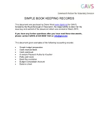 Simple Bookkeeping Records