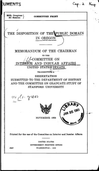 THE DISPOSITION of Thetlic DOMAIN in OREGON