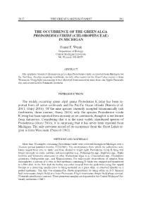 The Occurrence of the Green Alga Prododerma Viride (Chlorophyceae) in Michigan