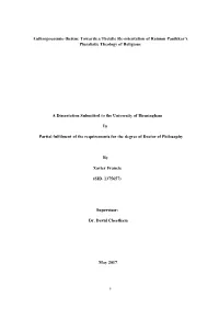 Towards a Theistic Re-Orientation of Raimon Panikkar's Pluralistic Theology of Religions
