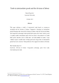 Trade in Intermediate Goods and the Division of Labour