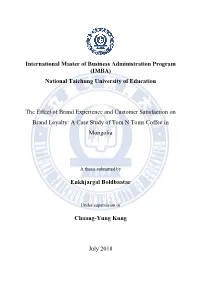 International Master of Business Administration Program (IMBA) National Taichung University of Education