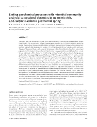 Linking Geochemical Processes with Microbial Community Analysis