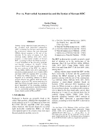Pre- Vs. Post-Verbal Asymmetries and the Syntax of Korean RDC