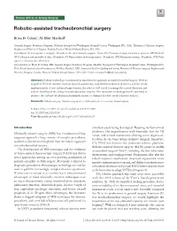 Robotic-Assisted Tracheobronchial Surgery