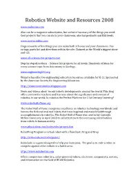 Robotics Website and Resources 2008
