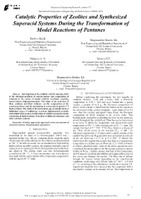 Catalytic Properties of Zeolites and Synthesized Superacid Systems During the Transformation of Model Reactions of Pentanes