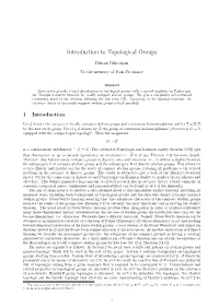 Introduction to Topological Groups
