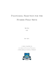 Polynomial Selection for the Number Field Sieve