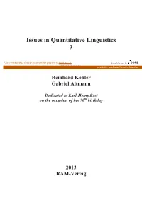 Problems in Quantitative Linguistics