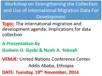 Workshop on Strengthening the Collection and Use of International Migration Data for Development