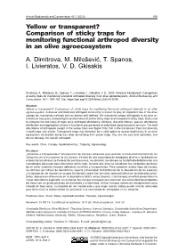 Yellow Or Transparent? Comparison of Sticky Traps for Monitoring Functional Arthropod Diversity in an Olive Agroecosystem