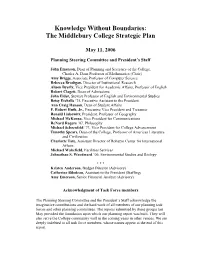 Knowledge Without Boundaries: the Middlebury College Strategic Plan