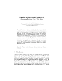 Models of Democracy and the Design of Slovenian Political Party Web Sites