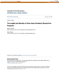 The Legality and Morality of Video Game Emulation (Research-In- Progress)
